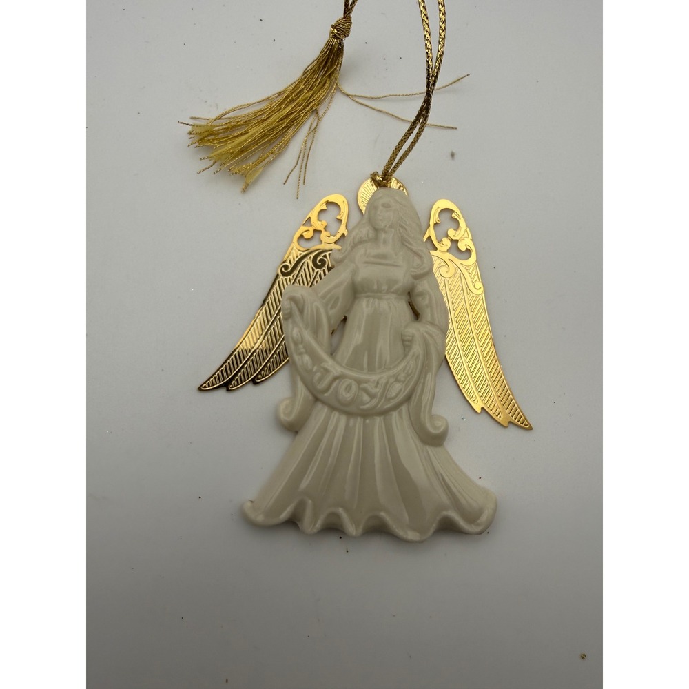 Lenox 1994 Joy Angel Christmas Ornament Porcelain Gold Tone Metal Vintage Tassel